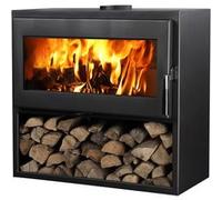 Poêle à bois - SUPRA - LARRY BÛCHER - 8,5 kW - Acier - Étanche - Bûcher intégré