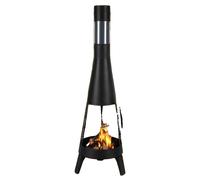 Poêle à bois extérieur, système de chauffage polyvalent, design élégant, couleur noire