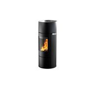 Poêle à bois - FIORE - Acier noir - Vision verticale - Double combustion