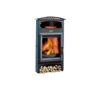 poêle à bois godin brulhaut 2 364133 émaille bleu boreal