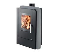 Poêle à bois Haas & Sohn ARUBA easy 6 kW Korpus perl-schwarz, Verkleidung Stein Quarzit grau