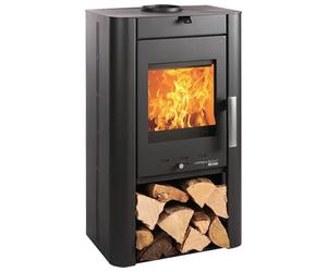 Poêle à bois Haas & Sohn PRUNUS II 6,4 kW Acier noir, avec compartiment à bois