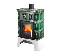 Poêle à bois Haas & Sohn TREVISO III 6,3 kW Corps Noir Perlé, revêtement en carreaux Vert