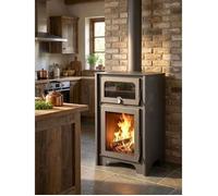 Poêle à bois Juan Panadero FIRENZE 10 6 kW avec four / Haut rendement 88 % / Triple combustion / Vitre propre