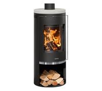 Poêle à bois Justus Faro 2.0 | 6 kW Acier noir, dessus pierre cream, Sans buse de raccordement (standard)