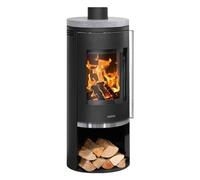 Poêle à bois Justus Faro 2.0 | 6 kW Acier noir, dessus pierre ollaire, Sans buse de raccordement (standard)