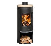 Poêle à bois Justus Faro 2.0 | 6 kW Acier noir, dessus pierre sable, Sans buse de raccordement (standard)