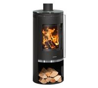 Poêle à bois Justus Faro 2.0 | 6 kW Acier noir, dessus verre, Sans buse de raccordement (standard)
