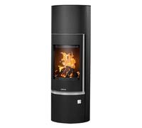 Poêle à bois Justus Faro Aqua 2.0 | 8,5 kW hydro Acier noir, dessus acier noir, porte en fonte, Sans buse de raccordement (standard)