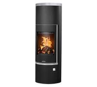 Poêle à bois Justus Faro Aqua 2.0 | 8,5 kW hydro Acier noir, dessus pierre ollaire, Sans buse de raccordement (standard)