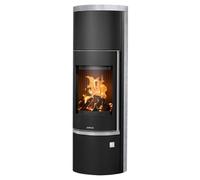 Poêle à bois Justus Faro Aqua 2.0 | 8,5 kW hydro Acier noir, habillage pierre ollaire, Sans buse de raccordement (standard)
