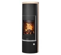 Poêle à bois Justus Faro Aqua 2.0 | 8,5 kW hydro Grès, corps en acier noir, Sans buse de raccordement (standard)