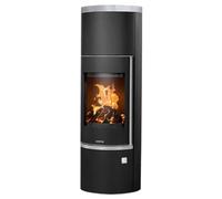 Poêle à bois Justus Faro W+ 2.0 | 7 kW fonction accumulation Acier noir, dessus pierre ollaire, Sans buse de raccordement (standard)