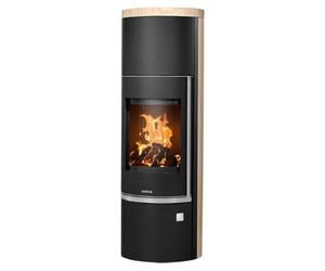Poêle à bois Justus Faro W+ 2.0 | 7 kW fonction accumulation Grès, corps en acier noir, Sans buse de raccordement (standard)