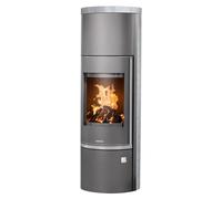 Poêle à bois Justus Faro W+ 2.0 | 7 kW fonction accumulation Pierre ollaire, corps en acier gris moulé, Sans buse de raccordement (standard)