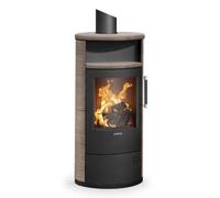 Poêle à bois Justus Island 5 2.0 | 5 kW Acier noir, revêtement en céramique Grappa, Sans buse de raccordement (standard)