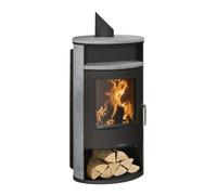 Poêle à bois Justus Island Aqua 2.0 | 10 kW hydro Acier noir, revêtement en pierre ollaire