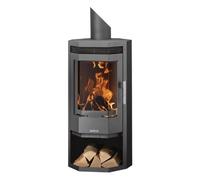 Poêle à bois Justus Usedom 5 | 5,5 kW Acier gris, Sans buse de raccordement (standard)