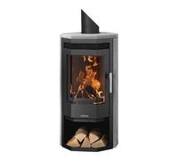 Poêle à bois Justus Usedom 5 | 5,5 kW Acier noir, habillage stéatite, Sans buse de raccordement (standard)