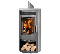 Poêle à bois Justus Usedom 7 | 7 kW Acier gris, dessus et côtés pierre ollaire, Sans buse de raccordement (standard)