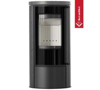 Poêle à bois Kratki Erik 5,5 kW avec plaque supérieure en céramique Revêtement du poêle blanc - Avec porte à fermeture automatique, Grafite Satin