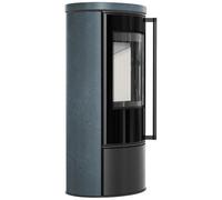 Poêle à bois Kratki Erik 5,5 kW avec plaque supérieure en céramique Revêtement du poêle blanc - Sans porte à rappel automatique, Serpentino
