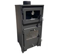 Poele a bois Kupro Ever 2 7 85 kW avec four acier noir sortie 150 mm