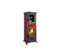 Poêle à bois La Nordica Gemma Forno.165 Ceramica 7,3 kW avec compartiment de cuisson Majolique Elegance bordeaux