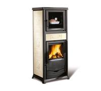 Poêle à bois La Nordica Rossella Plus Forno 5.0 | 9,4 kW avec compartiment de cuisson Majolika Liberty Panna