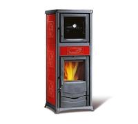 Poêle à bois La Nordica Rossella Plus Forno 5.0 | 9,4 kW avec compartiment de cuisson Majolique Liberty Bordeaux
