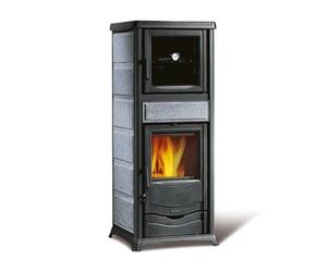 Poêle à bois La Nordica TermoRossella Plus Forno DSA.16 11,1 kW Hydro avec compartiment de cuisson pierre naturelle