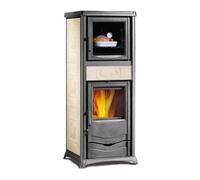 Poêle à bois La Nordica TermoRossella Plus Forno DSA 4.0 | 11,1 kW Hydro avec compartiment de cuisson Majolika Liberty Panna