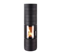 Poêle à bois Leda Colona 1,7 kW Accumulateur de chaleur Porte ronde, revêtement noir incl. LT3 WiFi, Sortie de fumée au dessus