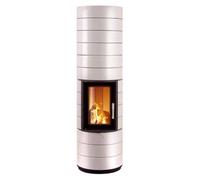 Poêle à bois Leda Colona 1,7 kW Accumulateur de chaleur Tür rund, Verkleidung petrolblau emailliert, Sortie de fumée à l'arrière