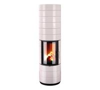 Poêle à bois Leda Colona lite 6 kW Porte ronde, revêtement blanc émaillé incl. LT3 WiFi, 6 anneaux (sortie de fumée arrière)