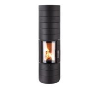 Poêle à bois Leda Colona lite 6 kW Porte ronde, revêtement noir incl. LT3 WiFi, 6 anneaux (sortie de fumée arrière)