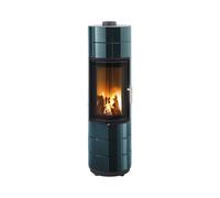 Poêle à bois Leda Peppa 6 kW Revêtement émaillé bleu pétrole (brillant), (sortie de fumée vers le haut)