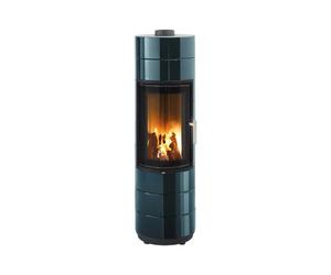 Poêle à bois Leda Peppa 6 kW Revêtement émaillé bleu pétrole (brillant), (sortie de fumée vers le haut)
