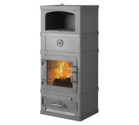 Poêle à bois Lotus 2060 | 8 kW avec compartiment chauffant gris