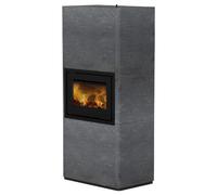 Poêle à bois Lotus Beto 470M+ 6 kW stéatite droite, Noir, Gris acier
