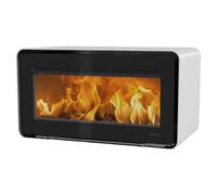 Poêle à bois Lotus Living 7 kW sans compartiment en bois, Raccordement du tuyau de fumée ci-dessus, Alpina White
