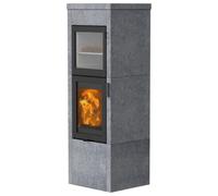Poêle à bois Lotus QM40 5,7 kW Revêtement en pierre ollaire, Noir, arrière