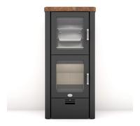 Poêle à bois Max Blank Bamberg BF 6,5 kW Compartiment de cuisson Panneaux latéraux et couvercle pierre naturelle ardoise herbstlaub
