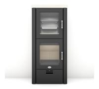 Poêle à bois Max Blank Bamberg BF 6,5 kW Compartiment de cuisson Parties latérales et couvercle en pierre naturelle crème lisse