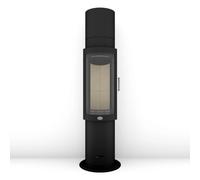 Poêle à bois Max Blank Dijon L 8,5 kW Corps et porte coupe-feu en acier anthracite, raccord fumée au-dessus avec plateau pivotant