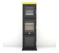 Poêle à bois Max Blank Florenz BF 6,5 kW Compartiment de cuisson Mosaïque céramique 5 couleurs, couverture jaune soleil