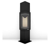 Poêle à bois Max Blank Frankfurt 10 kW Corps et porte coupe-feu en acier anthracite, raccord tuyau de fumée sur le dessus
