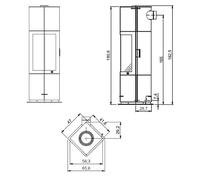 Poêle à bois Max Blank Munich 10 kW Acier anthracite, raccordement conduit de fumée à l'arrière sans rotation