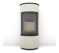 Poêle à bois Max Blank Nimes 5,1 kW Corpus pierre naturelle ciselée crème