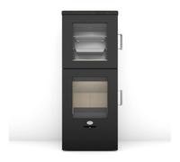 Poêle à bois Max Blank Nunrberg BF 6,5 kW Compartiment de cuisson Couvre-pierre pierre naturelle noir lisse
